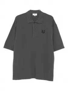 Рубашка-поло с вышитой головой лисы Maison Kitsuné, серый
