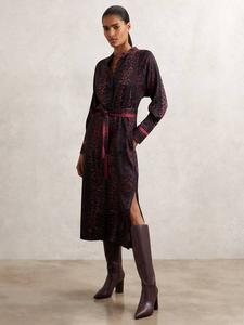 Платье-рубашка Daria с принтом змеи Reiss, Burgundy/Black