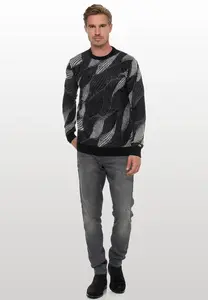 Вязаный свитер Rusty Neal с модным волнистым узором, черный