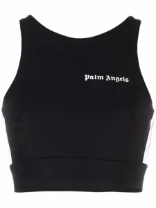 Укороченный топ с полосками PALM ANGELS, черный