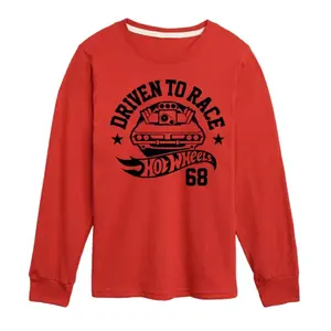 Мальчики 8-20 лет, увлеченные гонками, футболка с длинным рукавом и принтом Hot Wheels, красный