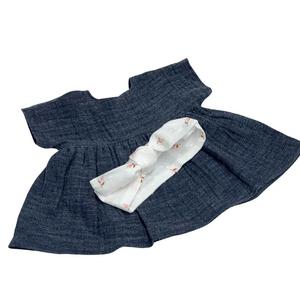 Платье и повязка на голову для кукол Миниленд 38 см и Миниканэ 34 см, темно-синие Przytullale