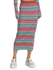 Юбка миди Riviera в рубчик и полоску Derek Lam 10 Crosby, цвет Pink Blue