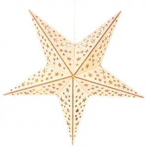 Светодиодная звезда  Рождественская звезда тепло-белого цвета, выполненная из дерева, с гирляндой, рождественский декор Ic Winterworld, Natur