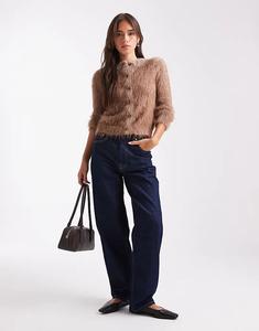 Вязаный кардиган ASOS DESIGN с экстремальным эффектом ресничного кроя цвета мокко