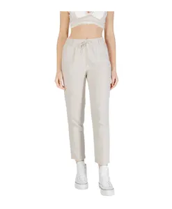 Бежевые льняные вискозные брюки Only, бежевый