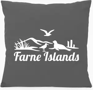 Подушка для дивана Huuraa, Фарнские острова, Великобритания, подарок, 40x40 см, с наполнителем, стальной серый хлопок, сувенир с Фарнских островов Hellweg Druckerei