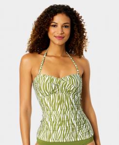 Женский купальник-бандокини с принтом и сборками Anne Cole, Olive White