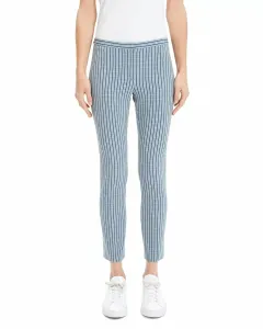 Классические узкие брюки из вискозы с темно-синей полоской Theory