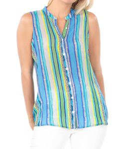 Футболка-майка на пуговицах в синем мультиколоре APNY