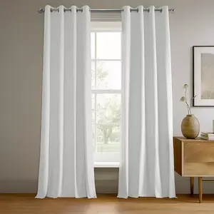 Плотные шторы из белого бархата с фирменными люверсами Half Price Drapes, white