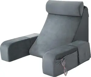 Подушка для чтения для взрослых, спинка 48 см, удобная для чтения, просмотра телевизора и отдыха в постели, серая, 14"×15,7"×18,9" Dopwii