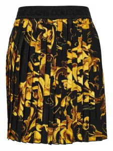 Плиссированная юбка мини с принтом Baroque Versace Jeans Couture, черный