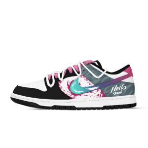 Dunk Pen Stroke Painting устойчивые к истиранию низкие кроссовки для скейтбординга Unisex черный белый розовый Nike, розовый