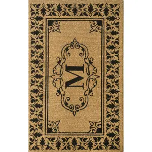 Ковер Monogrammed Outdoor Welcome Door Mat nuLOOM, 91x183 см, черный/коричневый