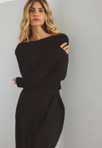 Мягкий, драпированный топ с длинными рукавами Na-Kd, Black