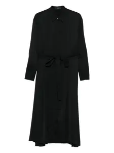 Платье-рубашка миди с поясом JOSEPH, черный