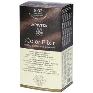 Краска для волос My Color Elixir 535 Светло-золотистый каштановый махагон 75 мл Apivita