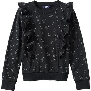 Уютный свитшот Lands' End с длинными рукавами и рюшами для девочек от 2 до 16 лет в цвете Regular и Plus, цвет Black Stars Print