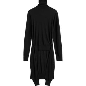 Двурукавное платье-водолазка с завязкой спереди TOTEME, черный