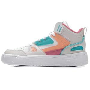 QIAODAN Скользоустойчивые амортизирующие высокие скейтерки женские бело-оранжево-зеленые, цвет White Orange Green