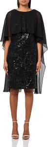 Женское платье-футляр Calvin Klein с пайетками и шифоновым накидкой, Black