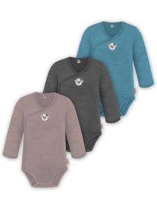 Normani Outdoor Sports Набор из 3 детских боди с длинными рукавами из мериносовой шерсти, синего, антрацитового и розового цветов