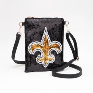 Сумка через плечо с пайетками и декором в виде геральдической лилии FASHNZFAB, черный