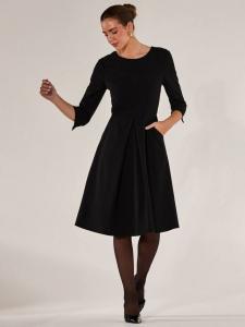 Платье миди с круглым вырезом и рукавом три четверти Jolie Moi, Black