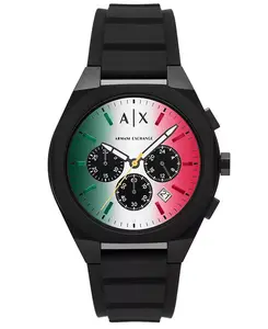 Мужские часы Armani exchange с хронографом, черные, силиконовые, 44 мм A|X Armani Exchange, black