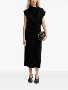 Платье миди со сборкой на шее Sessùn, черный