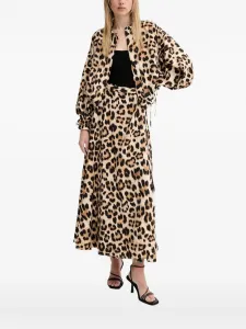 Блузка с оборками и леопардовым принтом Munthe, нейтральный