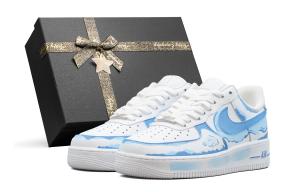 Nike Кроссовки для скейтборда Air Force 1 с амортизацией, износостойкие, облегченные, низкие, унисекс, бело-синие