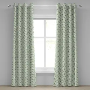 Шторы на люверсах ABAKUHAUS Листья, узор с маленькими фантастическими зелеными листьями, разветвляющимися в современную иллюстрацию, декоративные двухпанельные шторы, 280 см x 245 см, цвет зелено-коричневый Abakuhaus