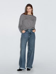 Полосатый вязаный свитер с длинными рукавами Massimo Dutti, черный