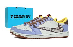 Jordan Кроссовки Air 1 Low top Vintage баскетбольные unisex цвет ecru blue yellow