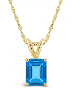 Ожерелье с подвеской из 14-каратного желтого золота с голубым топазом (2 карата) Macy'S, gold
