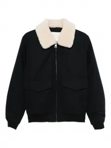 Куртка на молнии с воротником из овчины Sandro, синий