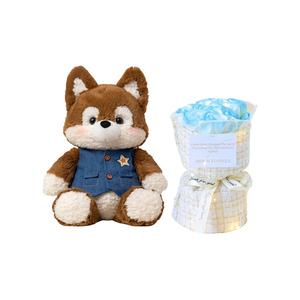 Мягкая игрушка бегущий хаски в мультяшном стиле, высота 35см/50см Brangdy