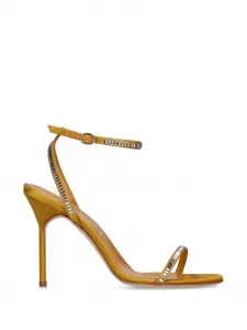 Босоножки с ремешком на щиколотке и украшением Manolo Blahnik, желтый