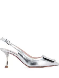 Туфли-лодочки с ремешком и пряжкой Roger Vivier, серебристый