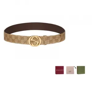 GG Marmont Canvas Leather Belts мужской песочный шириной 3,8 см GUCCI, sand