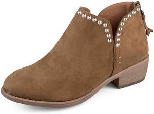 Женские ботильоны YDN на средним каблуке, с заостренным носком миндальной формы, низкий устойчивый каблук, классические туфли с вырезом V сзади и молнией, размеры 4-15 US, Braun Mit Nieten