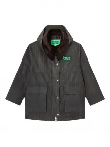 Пальто с вельветовым воротником Ganni, зеленый