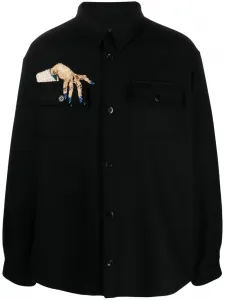 Куртка-рубашка из смесовой шерсти Undercover, черный