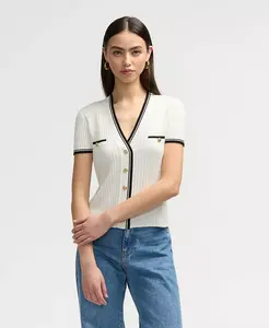 Женский кардиган с коротким рукавом NVLT, белый