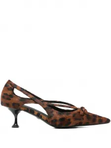 Туфли-лодочки с вырезами и бантом, каблук 55 мм Lola Cruz, коричневый