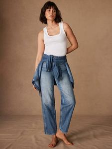 Удобные эластичные расслабленные зауженные джинсы Mint Velvet, цвет Blue Multi Blue