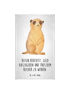 Mr. & Mrs. Panda Белое полотенце с изображением суриката и надписью