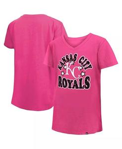 Футболка Big Girls Pink Kansas City Royals Jersey Stars с V-образным вырезом New Era